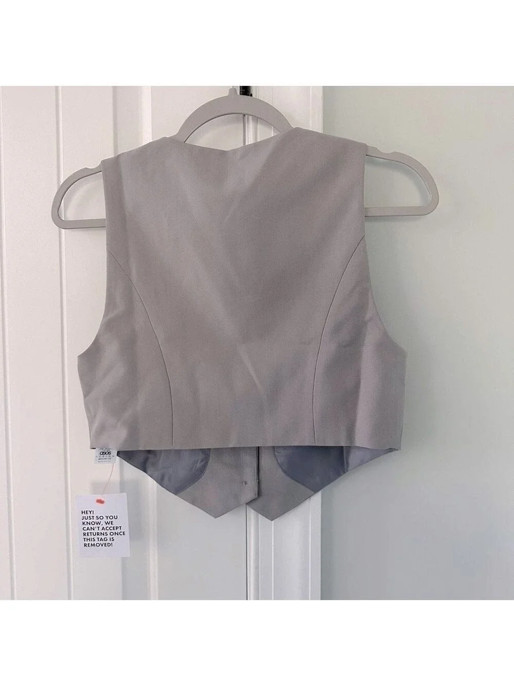 ASOS DESIGN- Crop vest Top-light grey-size 4 NWT